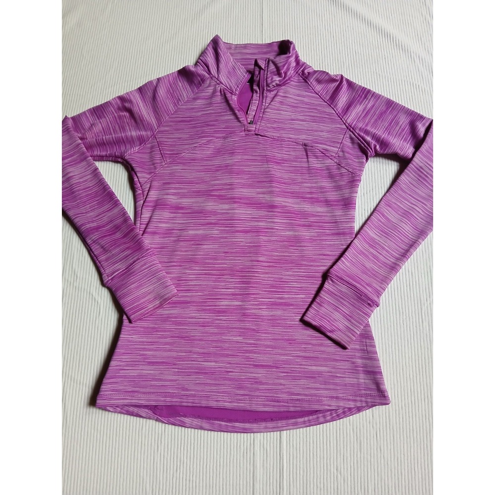 RBX Performance Womens Purple Space Dye Quarter Zip Long Sleeve Active Top Med
